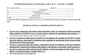 Coronavirus - Coprifuoco nel Lazio - L'autodichiarazione
