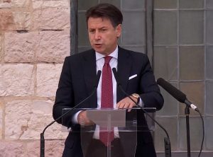 Assisi - L'intervento del presidente del consiglio Giuseppe Conte