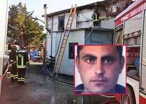 L'incendio a Tarquinia - Nel riquadro Ionel Pavel