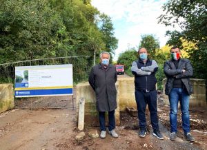 Luca Giampieri, Gianluca Grancini e Vincenzo Girolami visitano il cantiere sulla Sp77