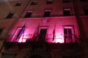 Viterbo - Palazzo Gentili si tinge di rosa