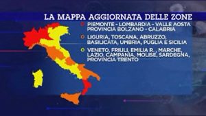 Le zone rosse, arancioni e gialle aggiornate all'11 novembre