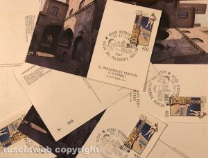 Annullo postale del 1984 in occasione della visita a Viterbo del presidente della Repubblica Sandro Pertini