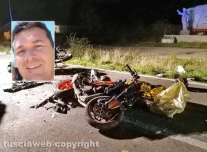 Bagnoregio - Auto si schianta contro due moto - Nel riquadro Matteo Rossi