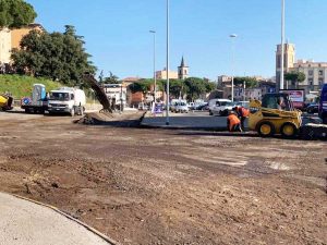 Lavori in corso in piazza Martiri d'Ungheria