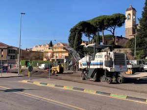 Lavori in corso in piazza Martiri d'Ungheria