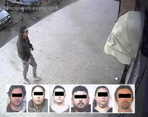 Operazione Family - Le immagini delle telecamere - Nei riquadri: Gli arrestati