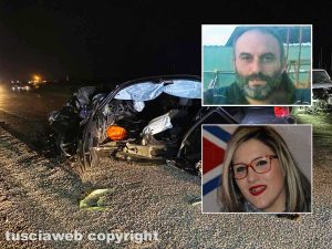 Mortale sulla Tuscanese - Nel riquadro in alto Paolo Sganappa, in basso Valentina Brachino, rimasta ferita nell'incidente