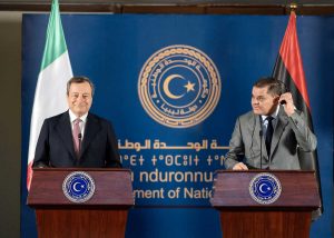 Mario Draghi e Abdel Hamid Mohamed Dabaiba