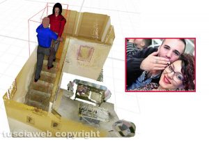 Una delle simulazioni del consulente Giuseppe Monfreda (nel riquadro Andrea Landolfi e Sestina Arcuri)