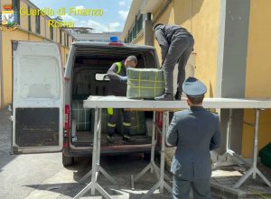 Roma - Guardia di finanza - Abbigliamento donato alla Caritas