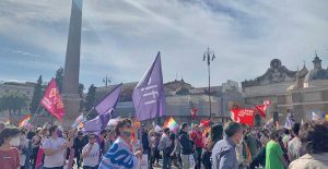 Roma – Manifestazioni in piazza per chiedere l'approvazione del ddl Zan.