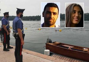 Lago di Garda - L’imbarcazione speronata dal motoscafo - Nei riquadri: Umberto Garzarella e Greta Nedrotti