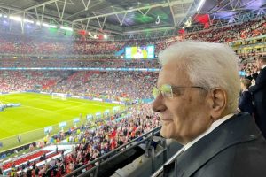 Londra - Sergio Mattarella allo stadio di Wembley