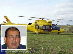 Un elicottero Elitaliana e nel riquadro Alessandro Giulivi