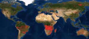 La mappa della Nasa degli incendi che bruciano il pianeta