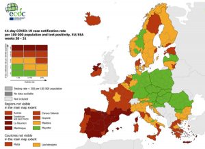 Mappa Ecdc - Calabria in rosso
