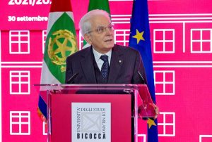 Il presidente Mattarella alla cerimonia di inaugurazione dell'anno accademico dell'università Bicocca di Milano