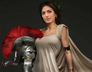 Il fotomontaggio di Virginia Raggi , postato da Beppe Grillo sui social