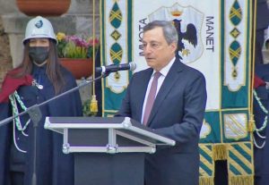 L'Aquila - Il premier Mario Draghi all’inaugurazione del Parco della memoria