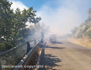 Montefiascone - Incendio a ridosso della Cassia