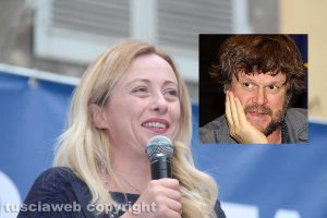 Giorgia Meloni e nel riquadro Filippo Rossi