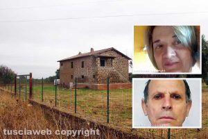 Castel Sant'Elia – Il casale del femminicidio-suicidio - Nei riquadri Anna Cupelloni e Ciriaco Pigliaru
