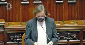 La ministra Luciana Lamorgese risponde al question time sulla gestione dell'ordine publico in occasione della manifestazione No Green Pass del 9 ottobre a Roma