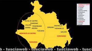 Deposito rifiuti radioattivi - In rosso le aree più idonee della Tuscia