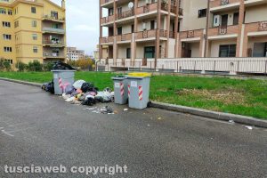 Viterbo - Rifiuti in largo Sibilla Aleramo