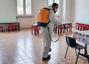 Coronavirus - Sanificazione di una scuola