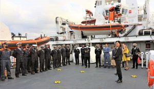 Heraklion - La visita dell'ambasciatrice italiana in Grecia, Patrizia Falcinelli, alla nave Gregoretti