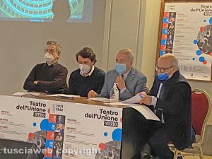 L'amministratore delegato di Atcl Luca Fornari, l'assessore alla Cultura Marco De Carolis, il sindaco Giovanni Arena e il direttore artistico di Atcl Alessandro Berdini
