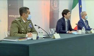 Roma - Francesco Paolo Figliuolo, Roberto Speranza e Franco Locatelli durante la conferenza stampa