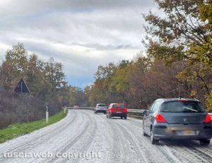 Grandine mista a neve sulla Cimina