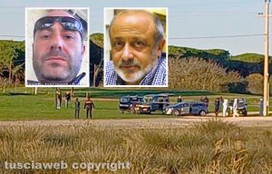 Omicidio delle Saline - Tarquinia - Il luogo del delitto - Nei riquadri: Claudio Cesaris e Dario Angeletti