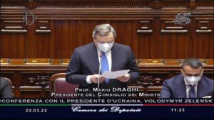 L'intervento di Volodymir Zelensky al Senato - Il presidente del Consiglio Mario Draghi