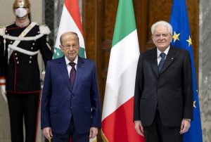 Sergio Mattarella e il presidente del Libano Michel Aoun
