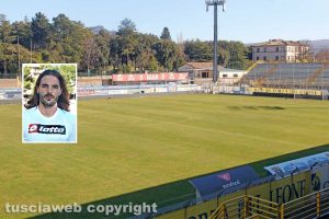 Viterbo - Lo stadio Rocchi - Nel riquadro Giovanni Tiberi