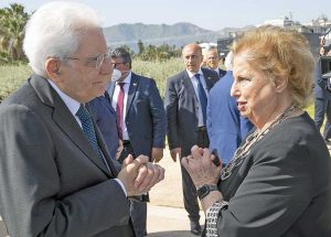 Il presidente Sergio Mattarella con Maria Falcone