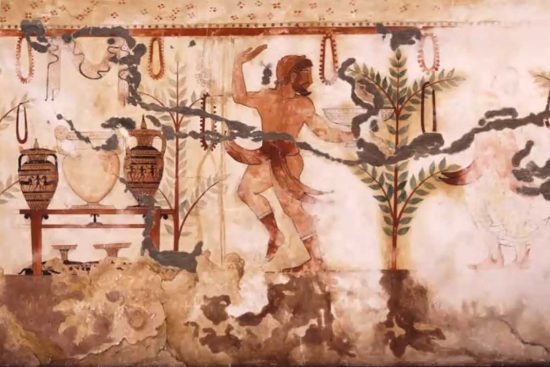 Tarquinia - Tomba dei Vasi dipinti - La parete di destra