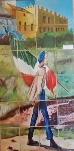 La riproduzione de "La prima bandiera italiana portata a Firenze" di Francesco Saverio Altamura