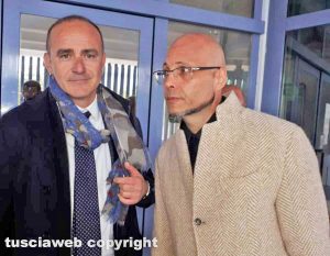 Gli avvocati Giovanni Labate e Valerio Mazzatosta all’uscita dal tribunale di Viterbo