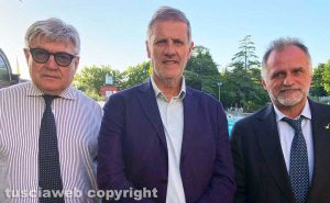 Viterbo - Il ministro del Turismo Massimo Garavaglia con Umberto Fusco e Claudio Ubertini
