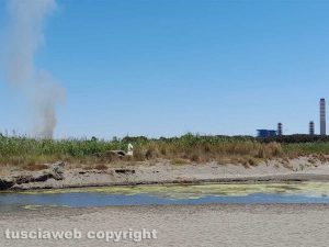 Montalto di Castro - Incendio sull'Aurelia