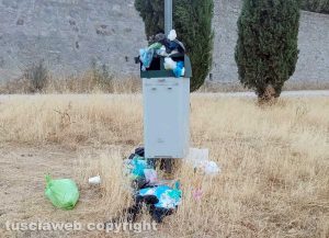 Bagnaia - Cestino per gli escrementi degli animali stracolmo