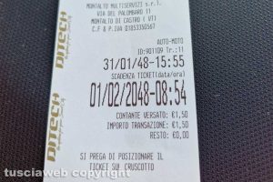 Montalto di Castro - La ricevuta del parcheggio valida fino al primo febbraio 2048