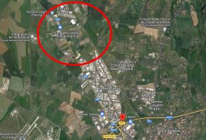 L'area interessata al prolungamento da via dell'Industria alla Cassia Nord (Google Maps)