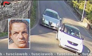 Le auto del commando armato - Nel riquadro: Salvatore Bramucci