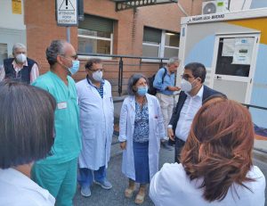 L'assessore alla Sanità Alessio D'Amato al San Camillo di Roma
